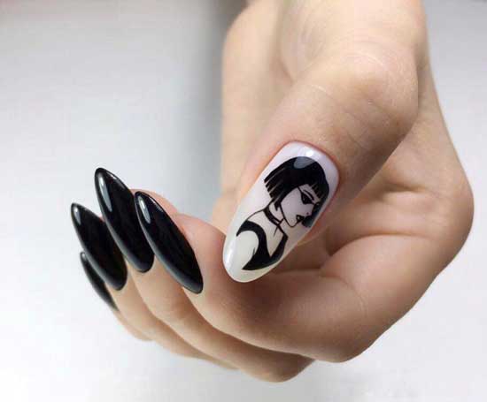 Sharp nails design with stickers