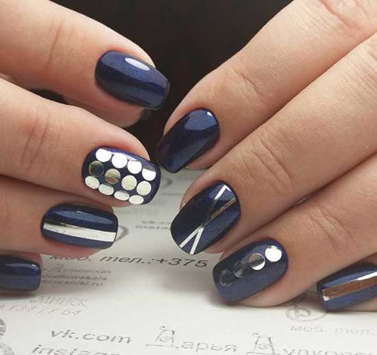 Blue combination manicure