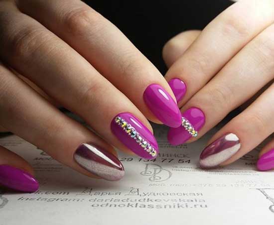 Combined manicure in pink