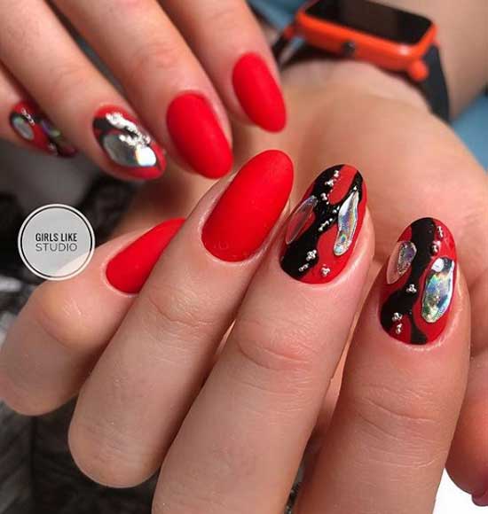 Red combo manicure design