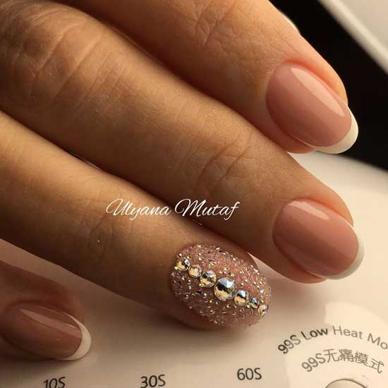 French with crystal chips and rhinestones