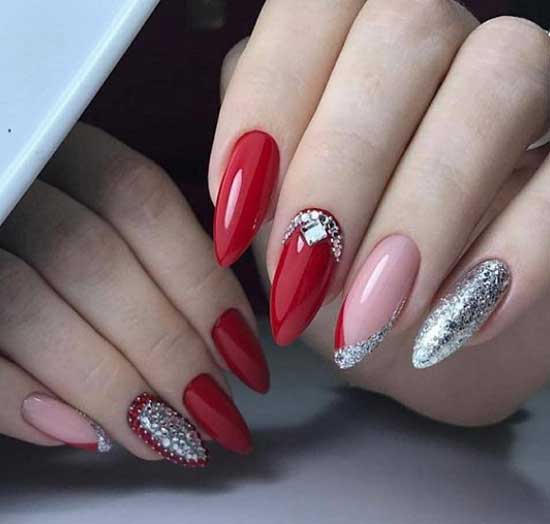 Sequins and rhinestones - combined manicure