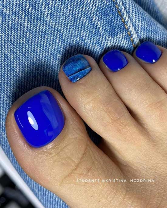 Beautiful blue pedicure