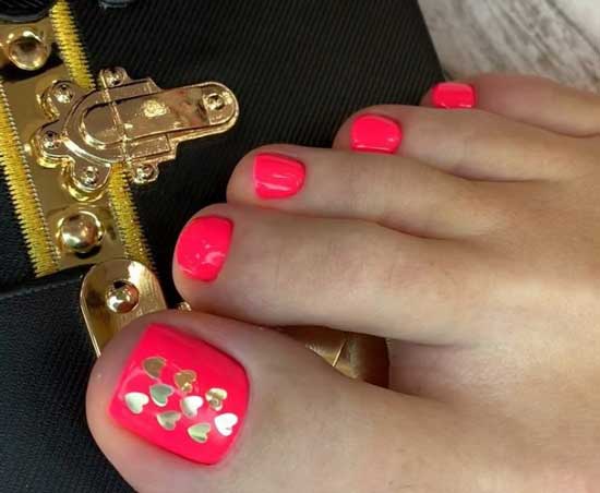 Beautiful pedicure with hearts