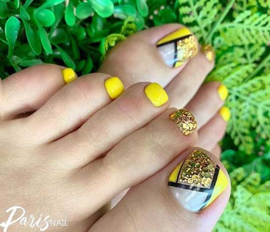 Beautiful bright geometry - pedicure design