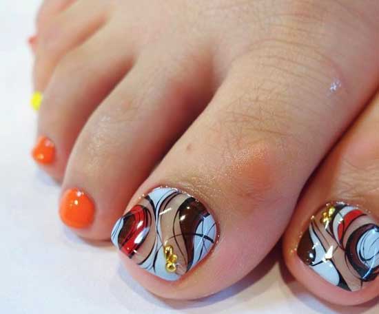 Bright beautiful pedicure