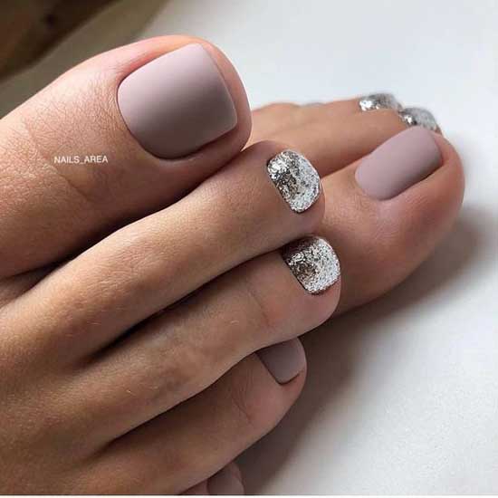 Matte glitter pedicure