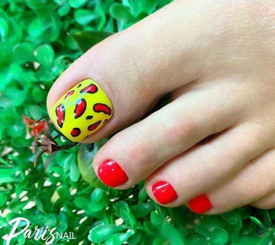 Pedicure neon leopard