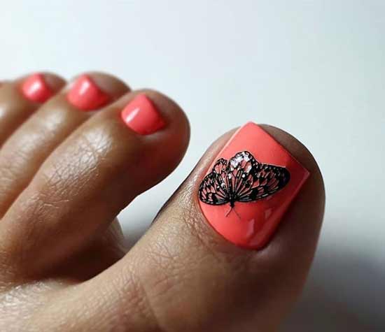 Beautiful pedicure with butterfly