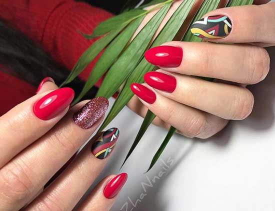 Bright design of manicure with stripes