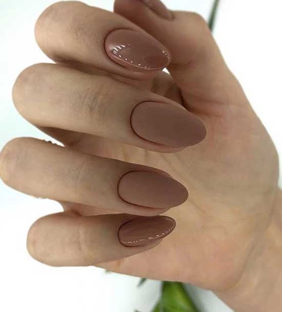 Matte beige + shiny manicure