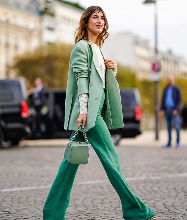 Fashionable blazer in mint pastel colors