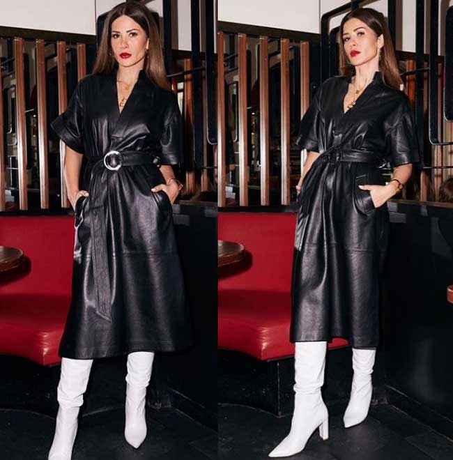 Fashionable black leather dress 2019-2020