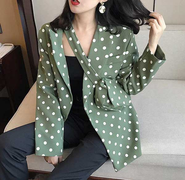 Fashionable polka dot blazer included in handbag