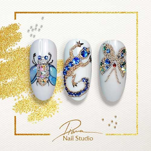 Drawings of rhinestones on nails 2019-2020