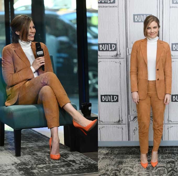 Lauren Cohan in a pantsuit