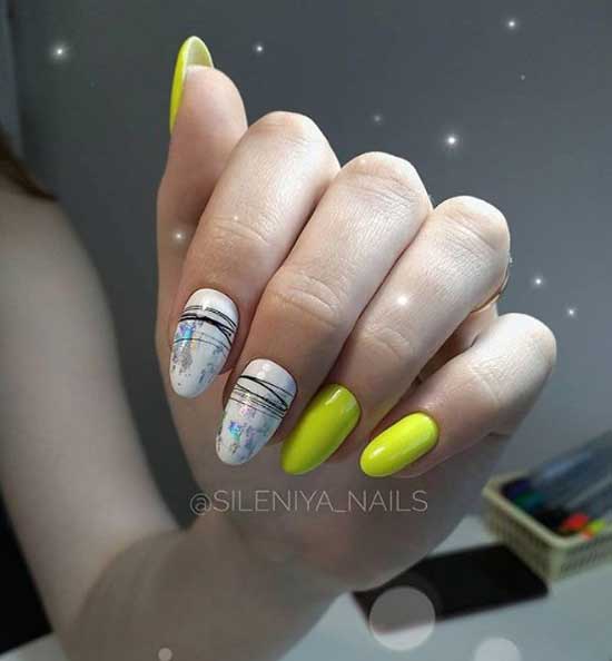 Neon spiderweb manicure