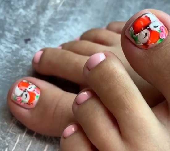 Summer pedicure with thumb accent