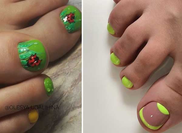 Summer neon pedicure 2019