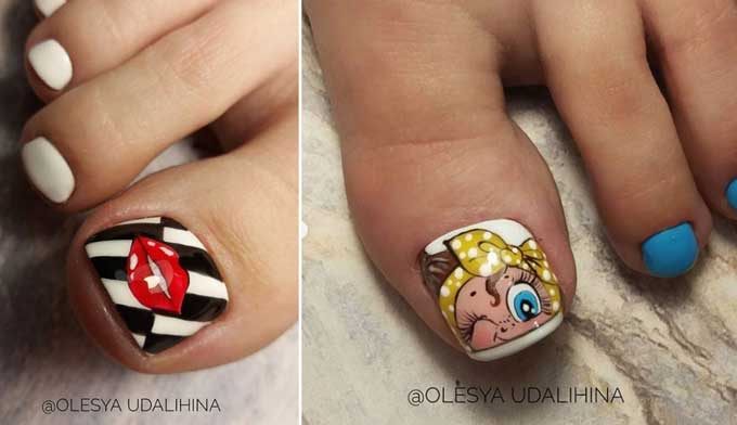 Pedicure with funny drawings