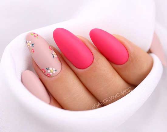 Matte hot pink manicure