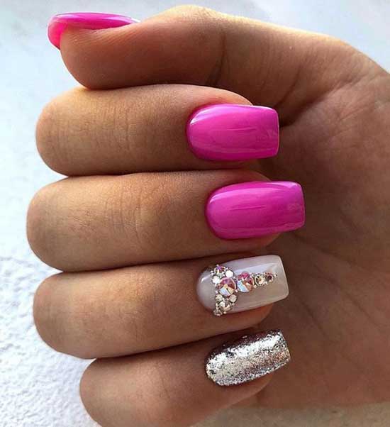 Beautiful manicure with rhinestones