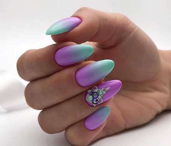 Gradient manicure with rhinestones