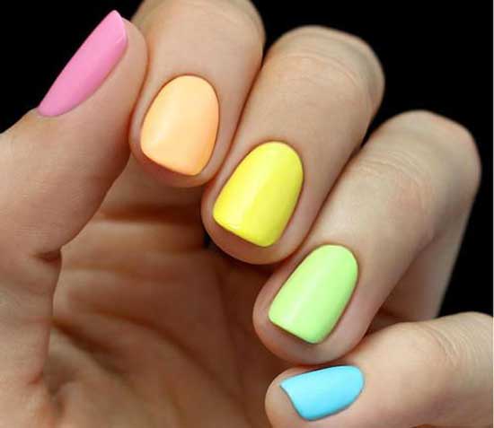 Bright multi-colored manicure