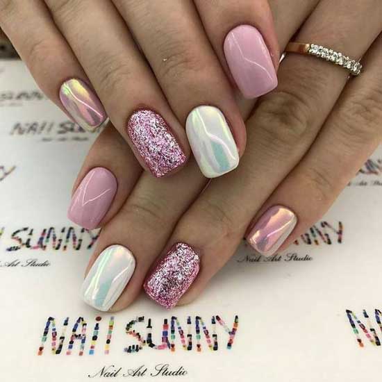 Multi-colored nails with rubbing