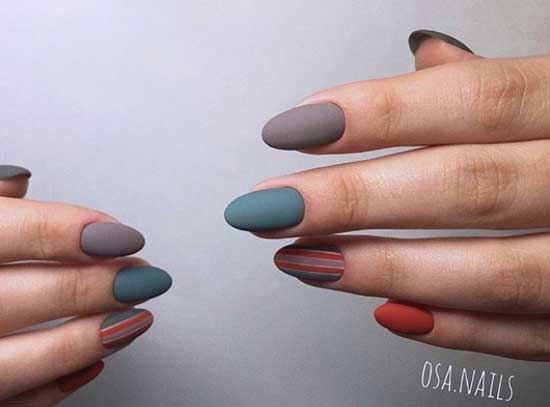 Multi-colored manicure in dark colors