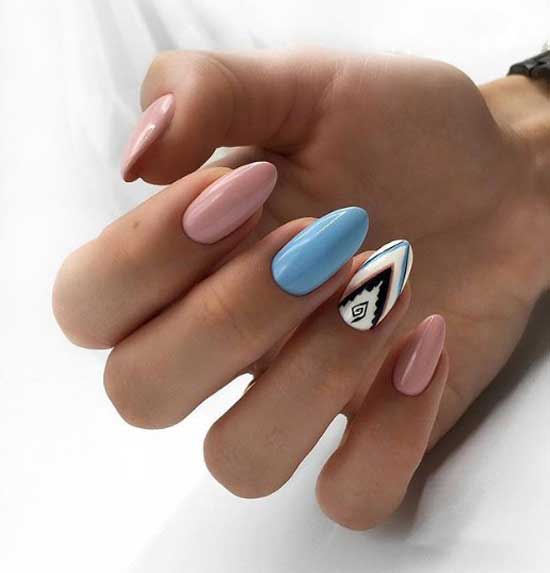 Geometric multicolored manicure