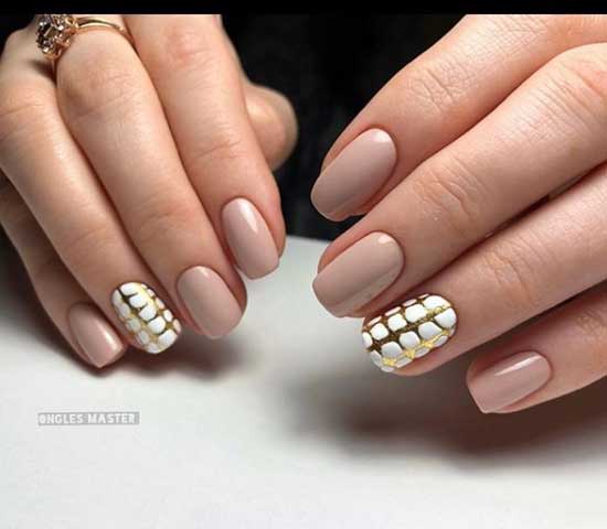 Beige manicure white