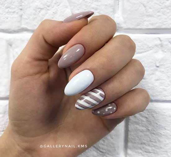 Beige and white manicure 2019