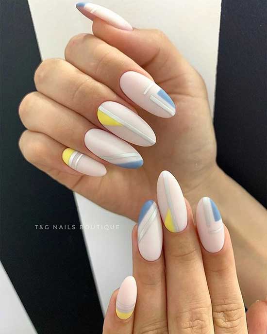 Beige geometric design made in the form of a combination of yellow and blue colors