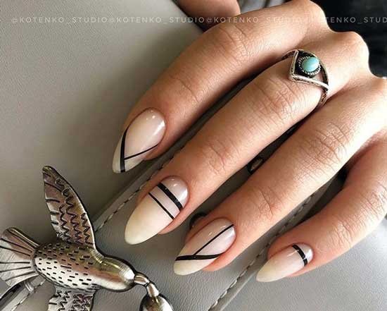 Beige manicure and graphics