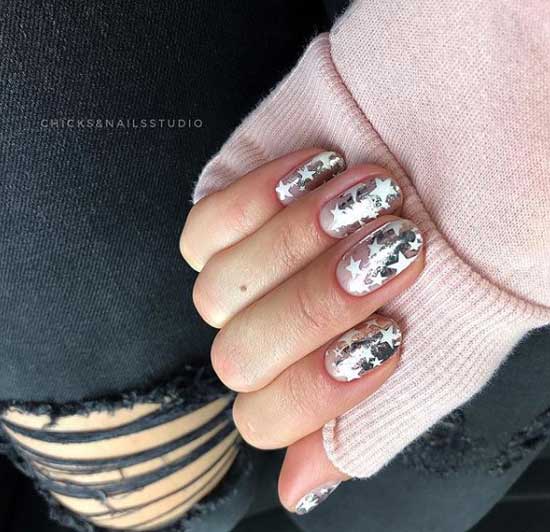 Star and foil nail designs