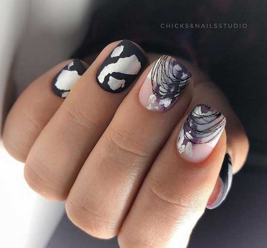 Monochrome foil silver - fashionable manicure