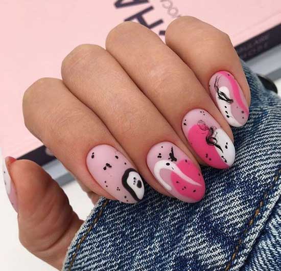 Pink abstraction - nail design