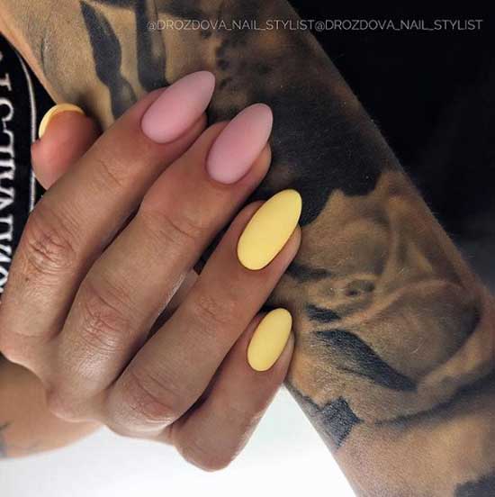 Pink + yellow trendy manicure