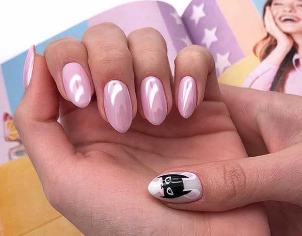 Pink glossy manicure 2019-2020