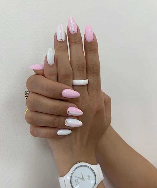 Pink and white - office manicure