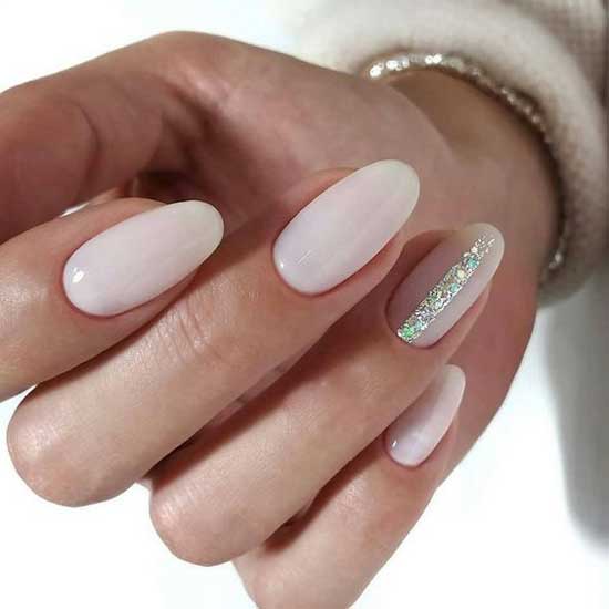 Nude manicure with decor