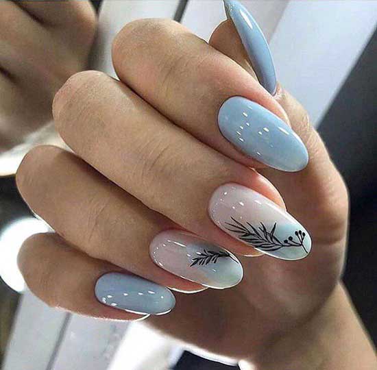 Delicate blue manicure