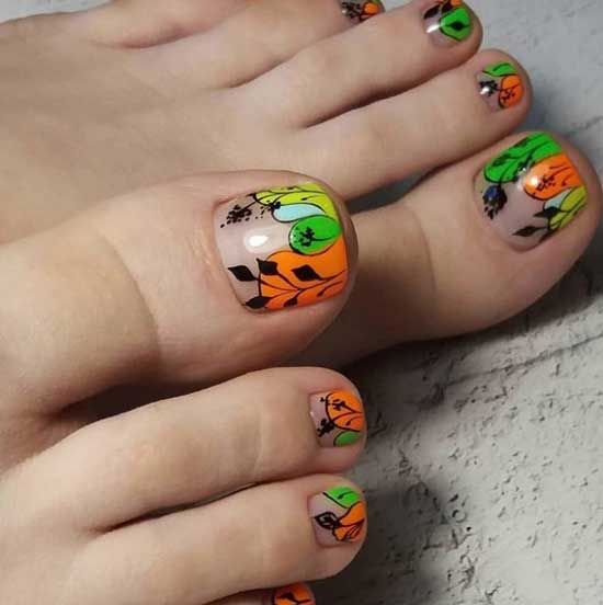 Drawings on nails on a transparent background