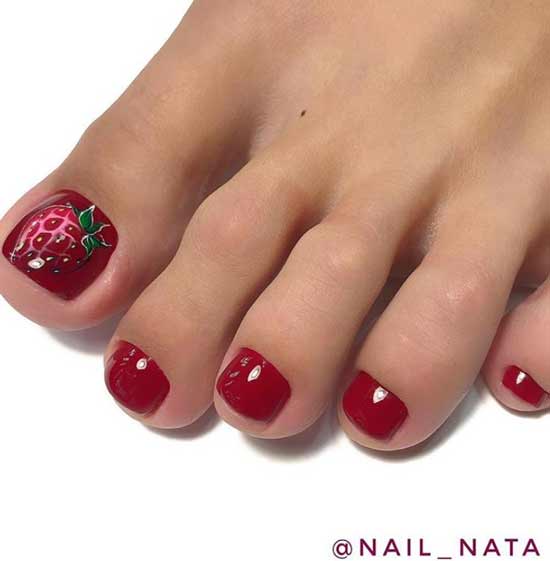 Drawing strawberry pedicure