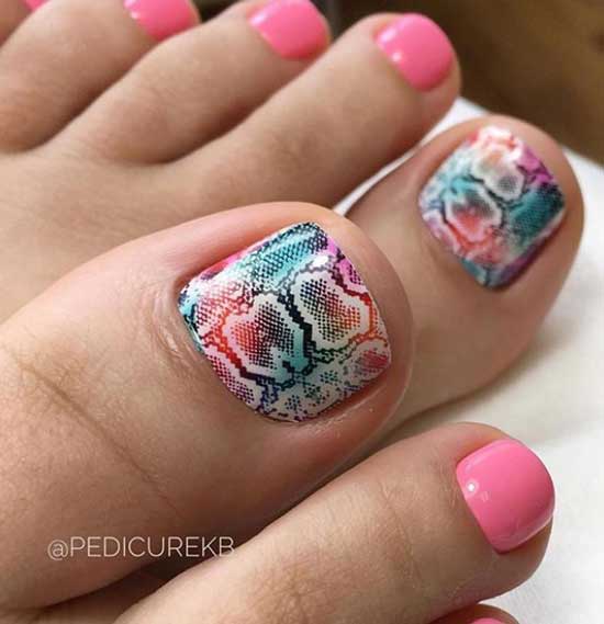 Bright Printed Pedicure Ideas