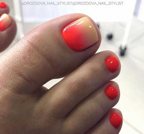 Bright gradient pedicure 2019-2020