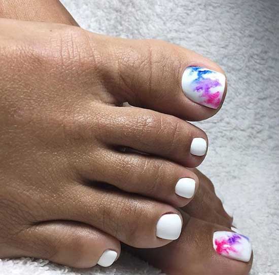 Bright abstraction on a white background in a pedicure