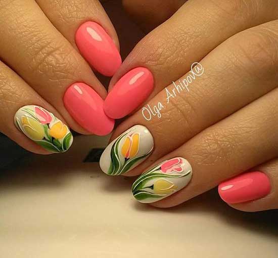 Coral printed flowers