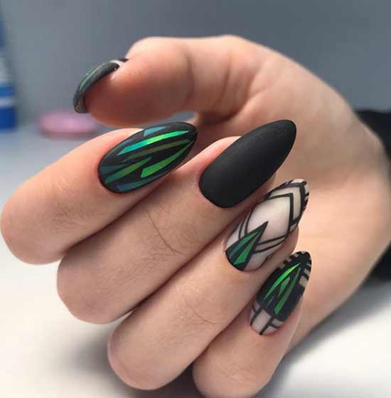 Matte manicure and broken glass design